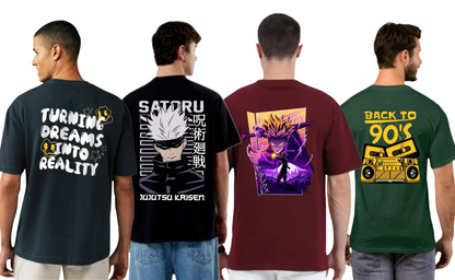 ROUND NECK GRAPHIC TSHIRTS COMBO OF 4