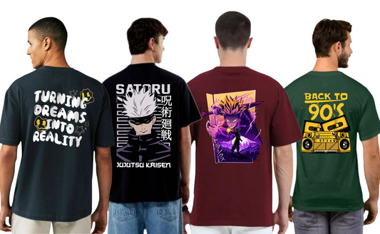 ROUND NECK GRAPHIC TSHIRTS COMBO OF 4