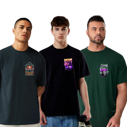 ROUND NECK GRAPHIC TSHIRTS COMBO OF 3