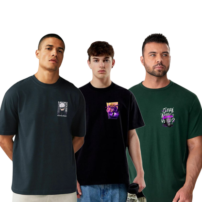 ROUND NECK GRAPHIC TSHIRTS COMBO OF 3