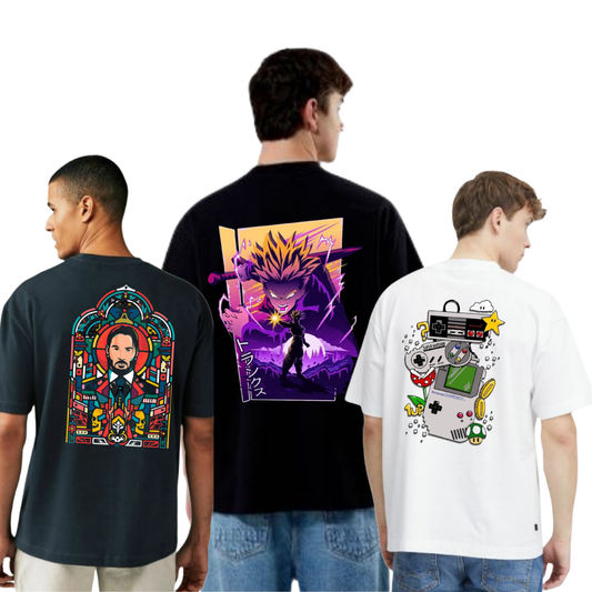 ROUND NECK GRAPHIC TSHIRTS COMBO OF 3