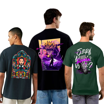ROUND NECK GRAPHIC TSHIRTS COMBO OF 3
