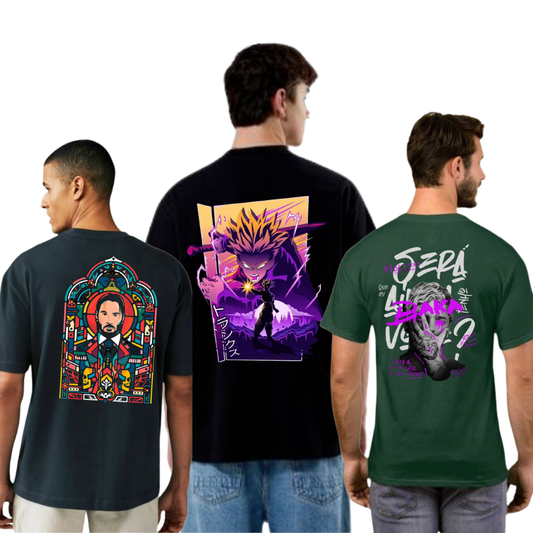 ROUND NECK GRAPHIC TSHIRTS COMBO OF 3