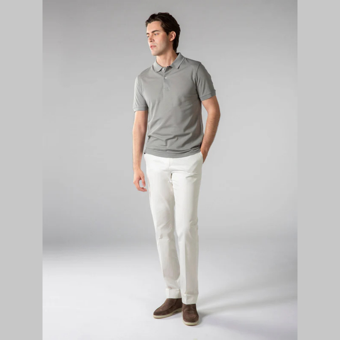 GREY COLOUR POLO REGULAR FIT UNISEX T-SHIRT