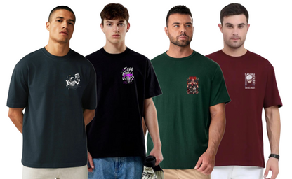 ROUND NECK GRAPHIC TSHIRTS COMBO OF 4