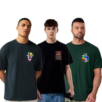 ROUND NECK GRAPHIC TSHIRTS COMBO OF 3