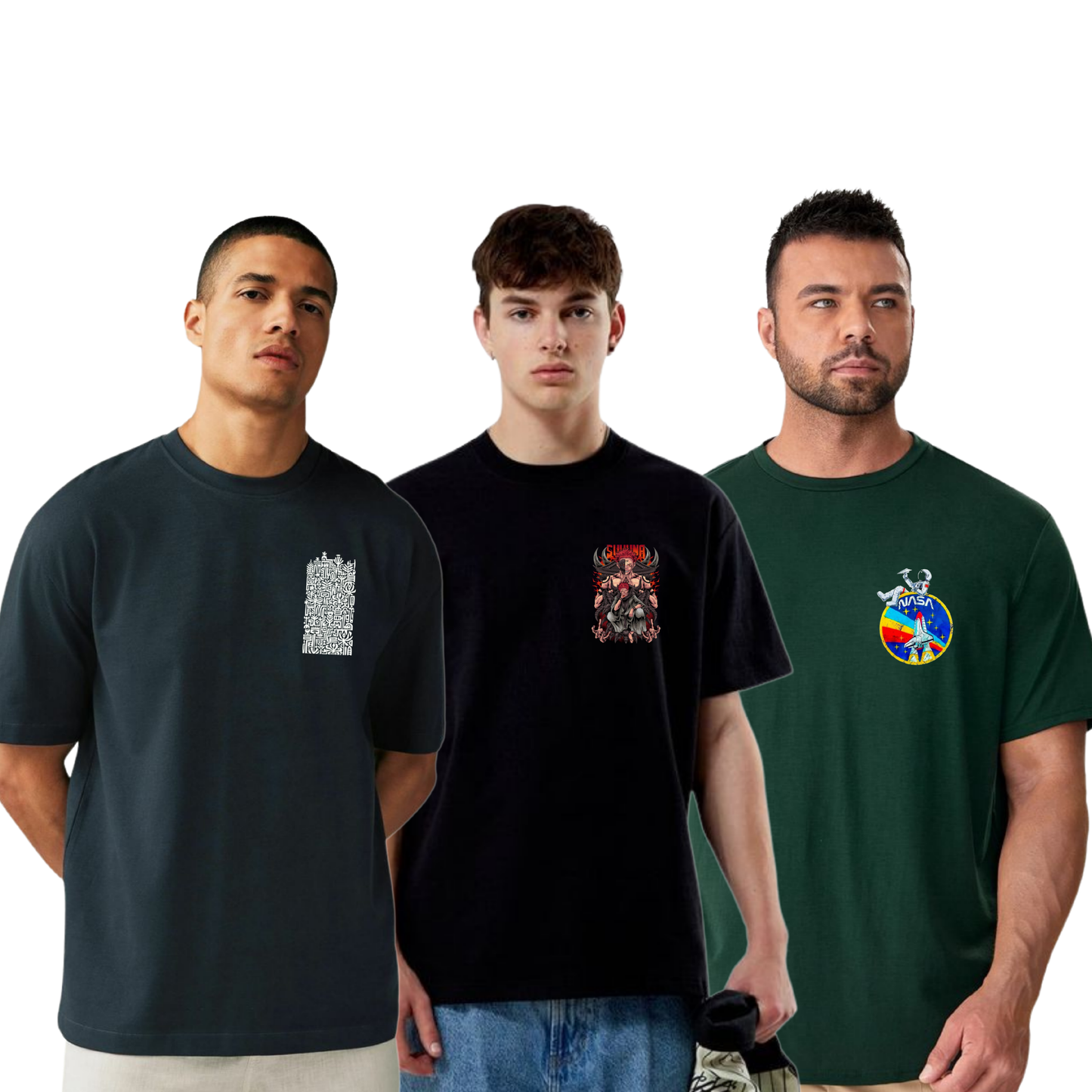 ROUND NECK GRAPHIC TSHIRTS COMBO OF 3