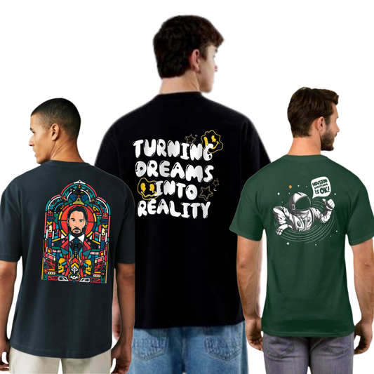 ROUND NECK GRAPHIC TSHIRTS COMBO OF 3