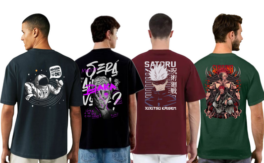 ROUND NECK GRAPHIC TSHIRTS COMBO OF 4