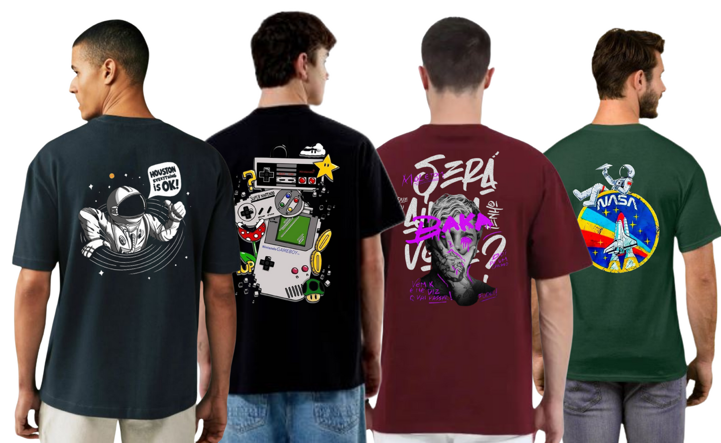 ROUND NECK GRAPHIC TSHIRTS COMBO OF 4