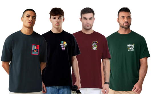 ROUND NECK GRAPHIC TSHIRTS COMBO OF 4