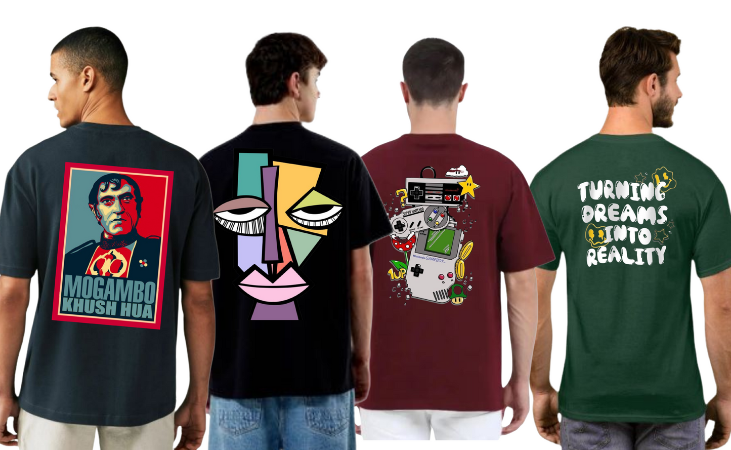 ROUND NECK GRAPHIC TSHIRTS COMBO OF 4
