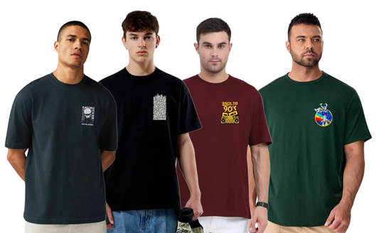 ROUND NECK GRAPHIC TSHIRTS COMBO OF 4
