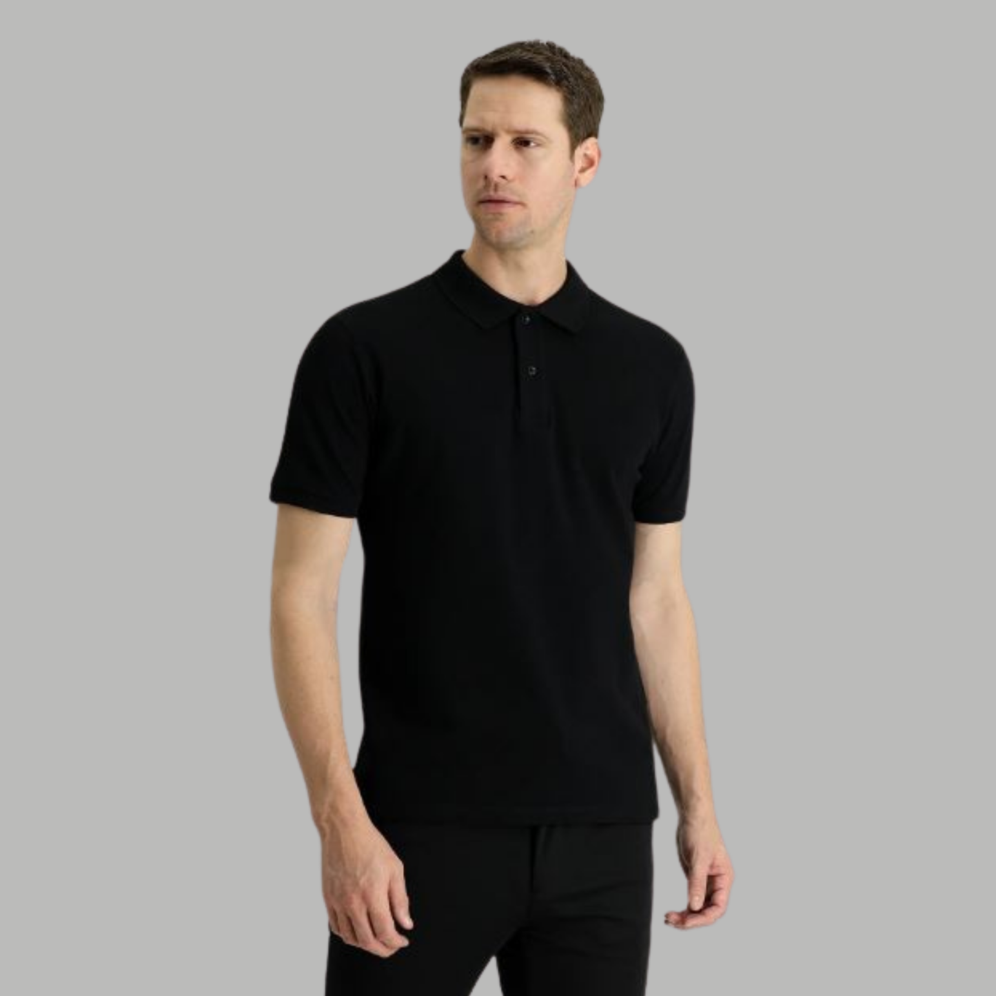 BLACK COLOUR POLO REGULAR FIT UNISEX T-SHIRT