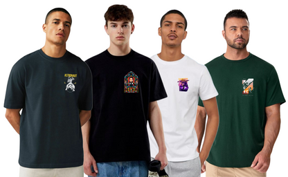 ROUND NECK GRAPHIC TSHIRTS COMBO OF 4