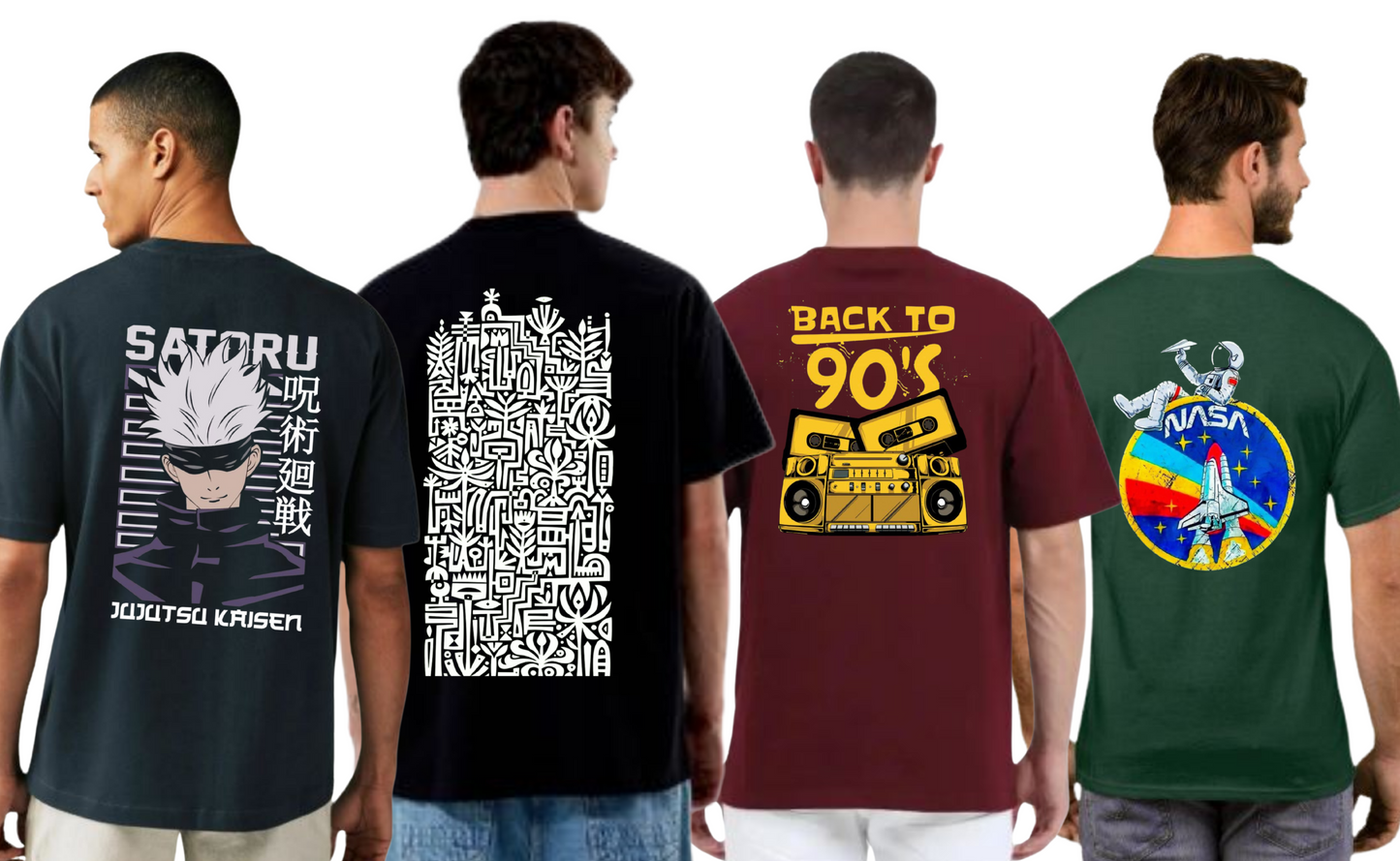 ROUND NECK GRAPHIC TSHIRTS COMBO OF 4