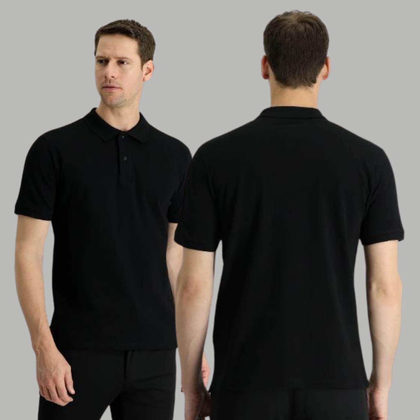 BLACK COLOUR POLO REGULAR FIT UNISEX T-SHIRT