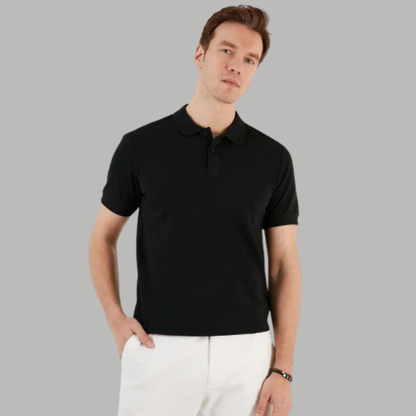 BLACK COLOUR POLO REGULAR FIT UNISEX T-SHIRT