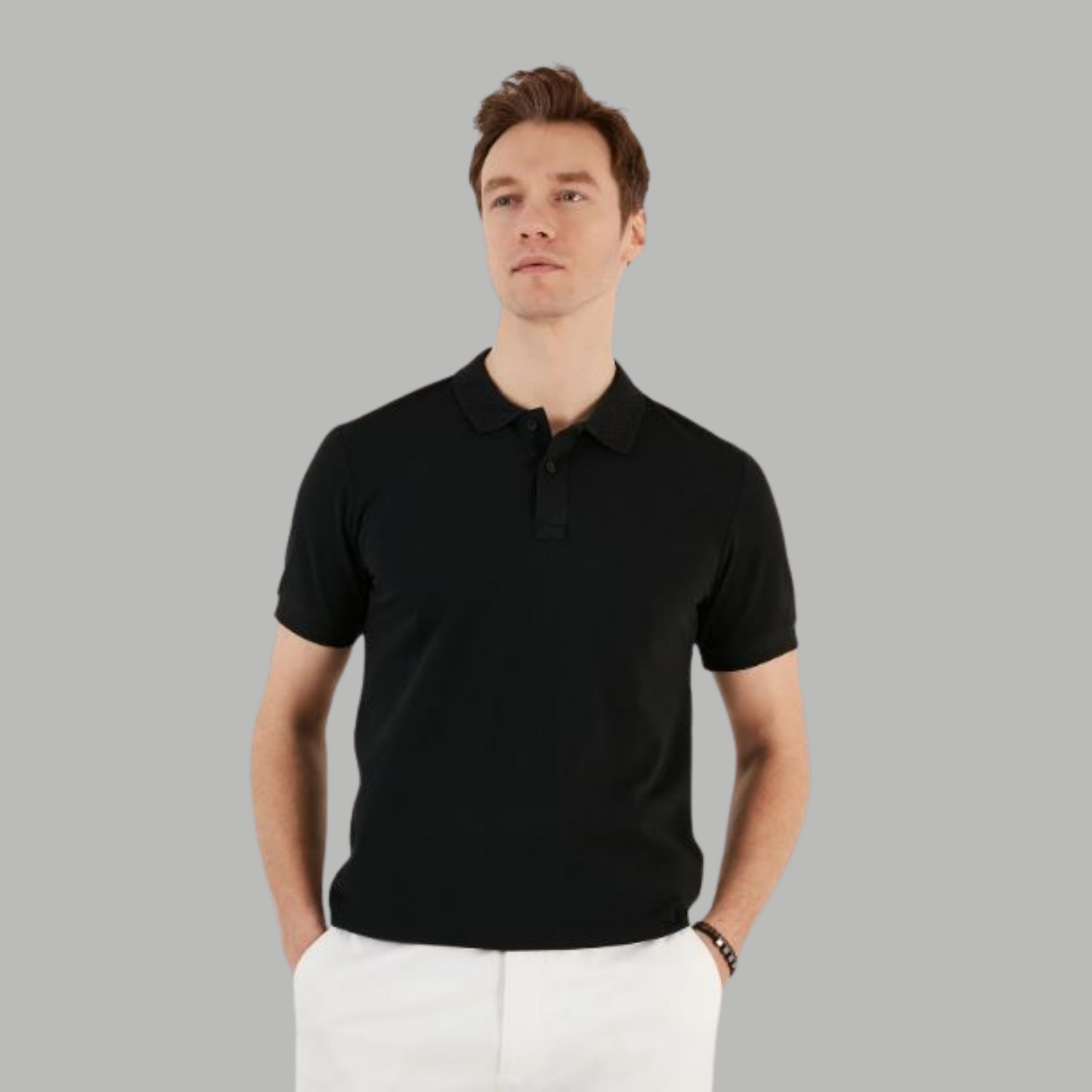 BLACK COLOUR POLO REGULAR FIT UNISEX T-SHIRT