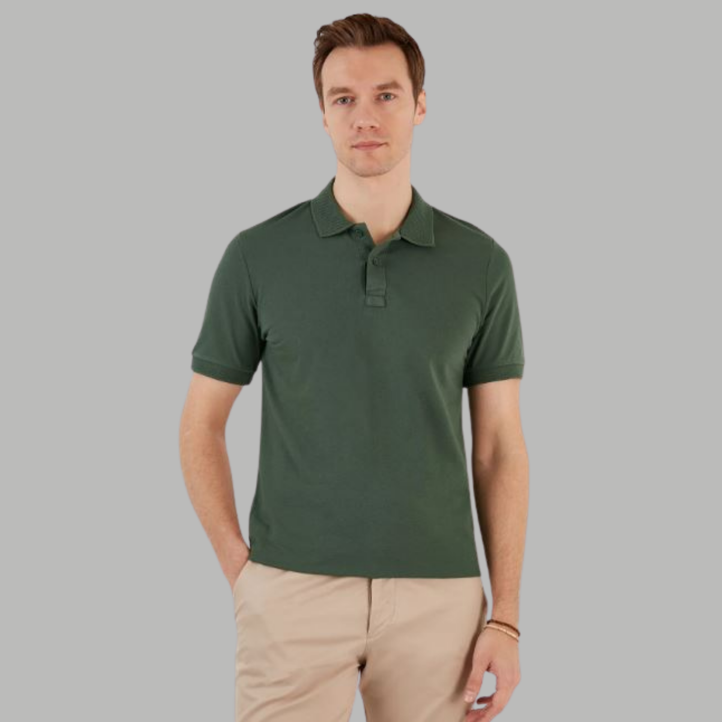 BOTTAL GREEN COLOUR POLO REGULAR FIT UNISEX T-SHIRT