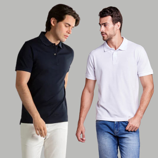 Men's Cotton Rich Polo T Shirt | Collar Tshirts | Half Sleeves | Plain (Combo Pack of 2) -Regular Fit (select any 2 )