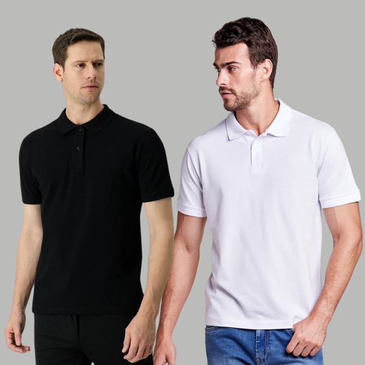 Men's Cotton Rich Polo T Shirt | Collar Tshirts | Half Sleeves | Plain (Combo Pack of 2) -Regular Fit (select any 2 )