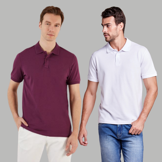 Men's Cotton Rich Polo T Shirt | Collar Tshirts | Half Sleeves | Plain (Combo Pack of 2) -Regular Fit (select any 2 )
