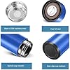 Hot & Cold Flask Bottle Temperature Display Indicator Insulated Stainless Steel Smart Water Bottle, Double Wall Vacuum Intelligent Cup, Hot and Cold Drinks,500ml(Multicolor)(BLUE)