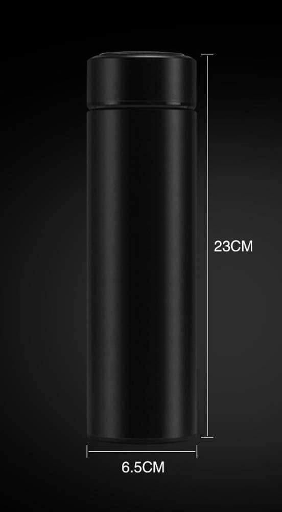 Hot & Cold Flask Bottle Temperature Display Indicator Insulated Stainless Steel Smart Water Bottle,500ml(Multicolor) (Black)