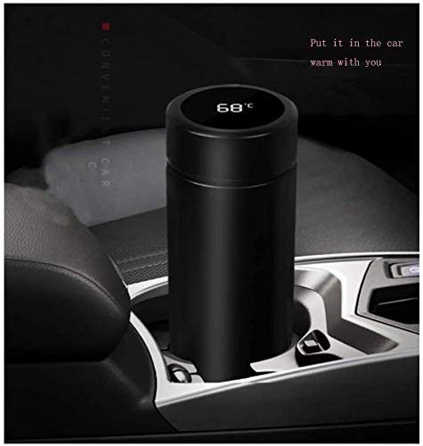 Hot & Cold Flask Bottle Temperature Display Indicator Insulated Stainless Steel Smart Water Bottle,500ml(Multicolor) (Black)