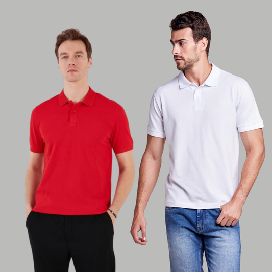 Men's Cotton Rich Polo T Shirt | Collar Tshirts | Half Sleeves | Plain (Combo Pack of 2) -Regular Fit (select any 2 )