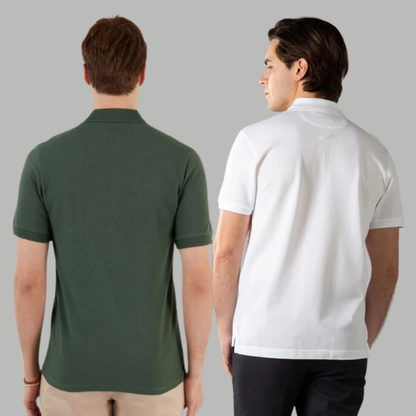 Men's Cotton Rich Polo T Shirt | Collar Tshirts | Half Sleeves | Plain (Combo Pack of 2) -Regular Fit (select any 2 )