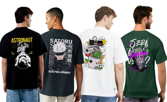 ROUND NECK GRAPHIC TSHIRTS COMBO OF 4