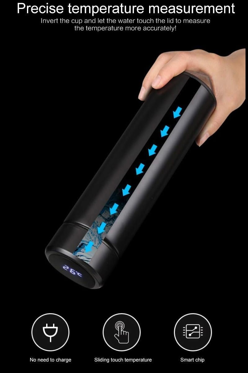Hot & Cold Flask Bottle Temperature Display Indicator Insulated Stainless Steel Smart Water Bottle, Double Wall Vacuum Intelligent Cup, Hot and Cold Drinks,500ml(Multicolor)(BLUE)