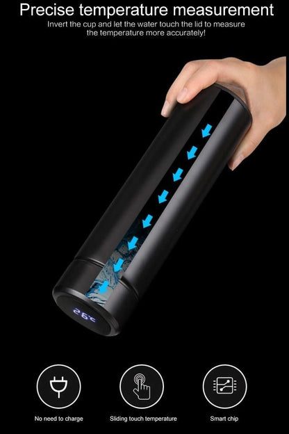Hot & Cold Flask Bottle Temperature Display Indicator Insulated Stainless Steel Smart Water Bottle, Double Wall Vacuum Intelligent Cup, Hot and Cold Drinks,500ml(Multicolor)(BLUE)