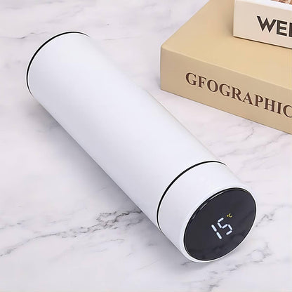 Hot & Cold Flask Bottle Temperature Display Indicator Insulated Stainless Steel Smart Water Bottle, Double Wall Vacuum Intelligent Cup, Hot and Cold Drinks,500ml(Multicolor)(WHITE)