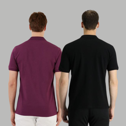 Men's Cotton Rich Polo T Shirt | Collar Tshirts | Half Sleeves | Plain (Combo Pack of 2) -Regular Fit (select any 2 )