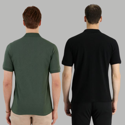 Men's Cotton Rich Polo T Shirt | Collar Tshirts | Half Sleeves | Plain (Combo Pack of 2) -Regular Fit (select any 2 )