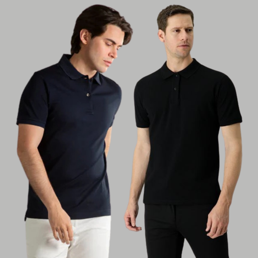 Men's Cotton Rich Polo T Shirt | Collar Tshirts | Half Sleeves | Plain (Combo Pack of 2) -Regular Fit (select any 2 )