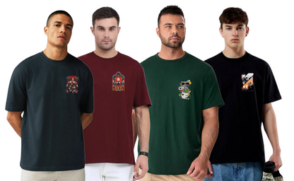 ROUND NECK GRAPHIC TSHIRTS COMBO OF 4