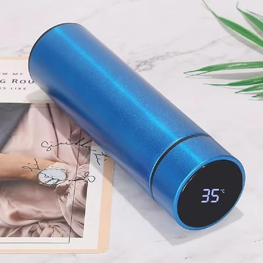 Hot & Cold Flask Bottle Temperature Display Indicator Insulated Stainless Steel Smart Water Bottle, Double Wall Vacuum Intelligent Cup, Hot and Cold Drinks,500ml(Multicolor)(BLUE)