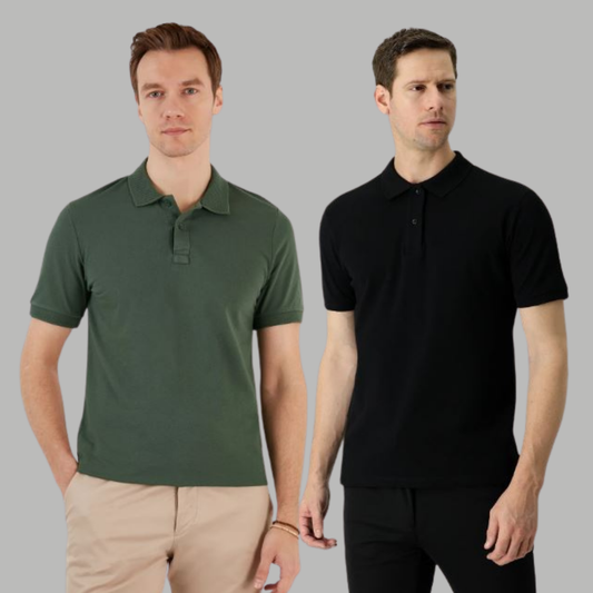 Men's Cotton Rich Polo T Shirt | Collar Tshirts | Half Sleeves | Plain (Combo Pack of 2) -Regular Fit (select any 2 )