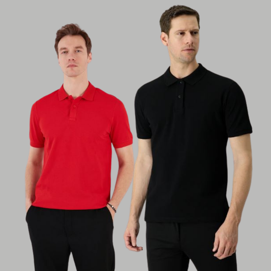 Men's Cotton Rich Polo T Shirt | Collar Tshirts | Half Sleeves | Plain (Combo Pack of 2) -Regular Fit (select any 2 )