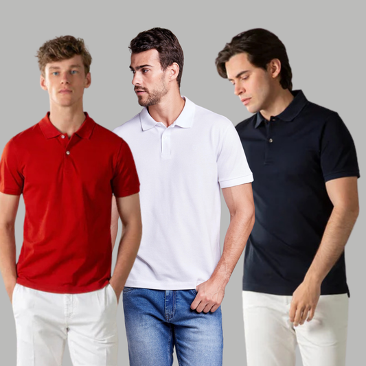 Men's Cotton Rich Polo T Shirt | Collar Tshirts | Half Sleeves | Plain (Combo Pack of 3) -Regular Fit (select any 3 )