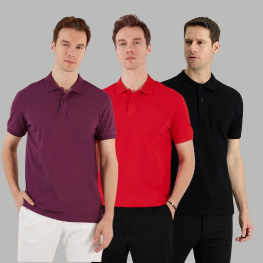 Men's Cotton Rich Polo T Shirt | Collar Tshirts | Half Sleeves | Plain (Combo Pack of 3) -Regular Fit 8
