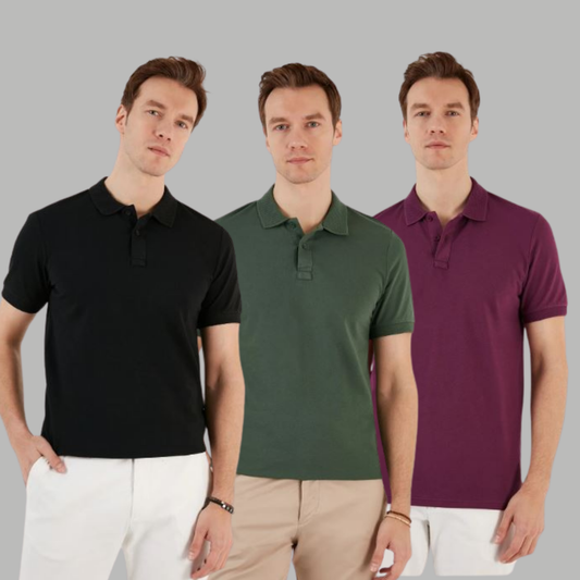 Men's Cotton Rich Polo T Shirt | Collar Tshirts | Half Sleeves | Plain (Combo Pack of 3) -Regular Fit 7