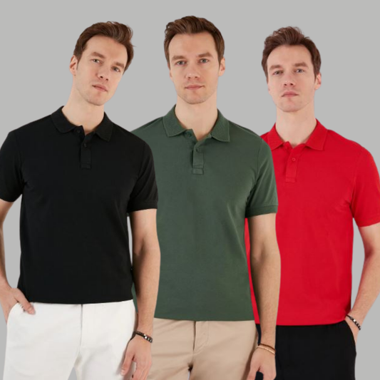 Men's Cotton Rich Polo T Shirt | Collar Tshirts | Half Sleeves | Plain (Combo Pack of 3) -Regular Fit 6