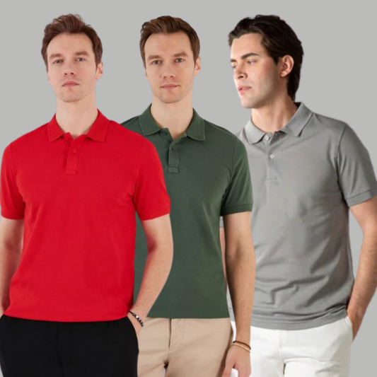 Men's Cotton Rich Polo T Shirt | Collar Tshirts | Half Sleeves | Plain (Combo Pack of 3) -Regular Fit 5