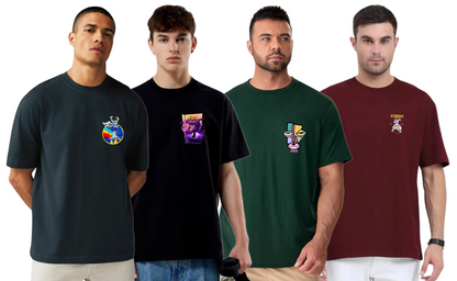 ROUND NECK GRAPHIC TSHIRTS COMBO OF 4