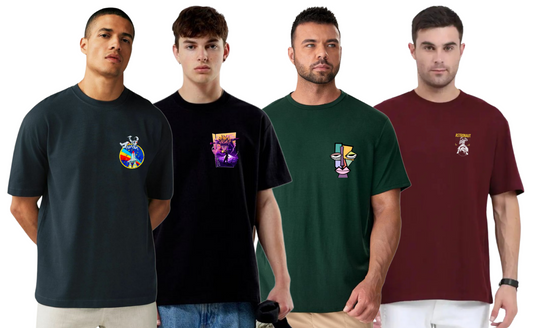 ROUND NECK GRAPHIC TSHIRTS COMBO OF 4